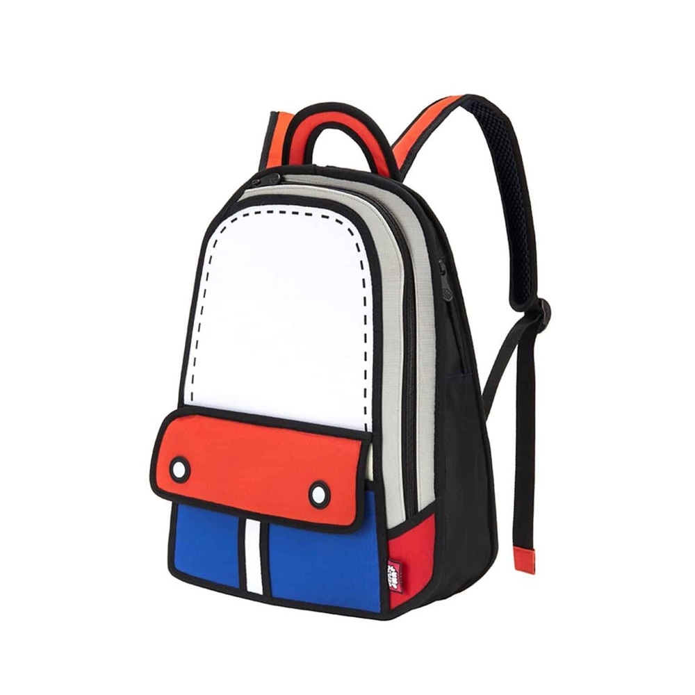 Adventure Cartoon 2D Backpack - red and blue